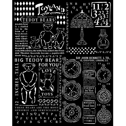 Stencil Stamperia Teddy Bear Brocante Antiques  20x25