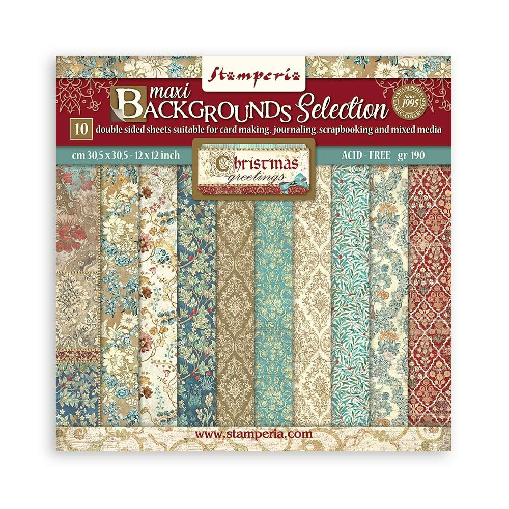 Colección Christmas Greetings Backgrounds Stamperia 30x30