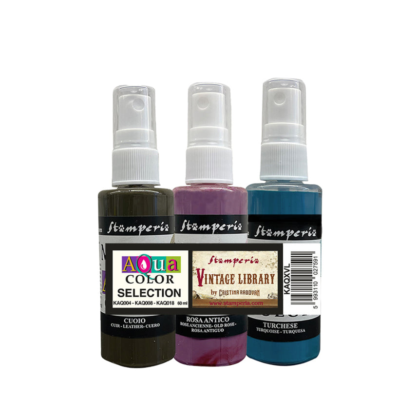 Aquacolor spray Set Vintage Library KAQXVL Stamperia
