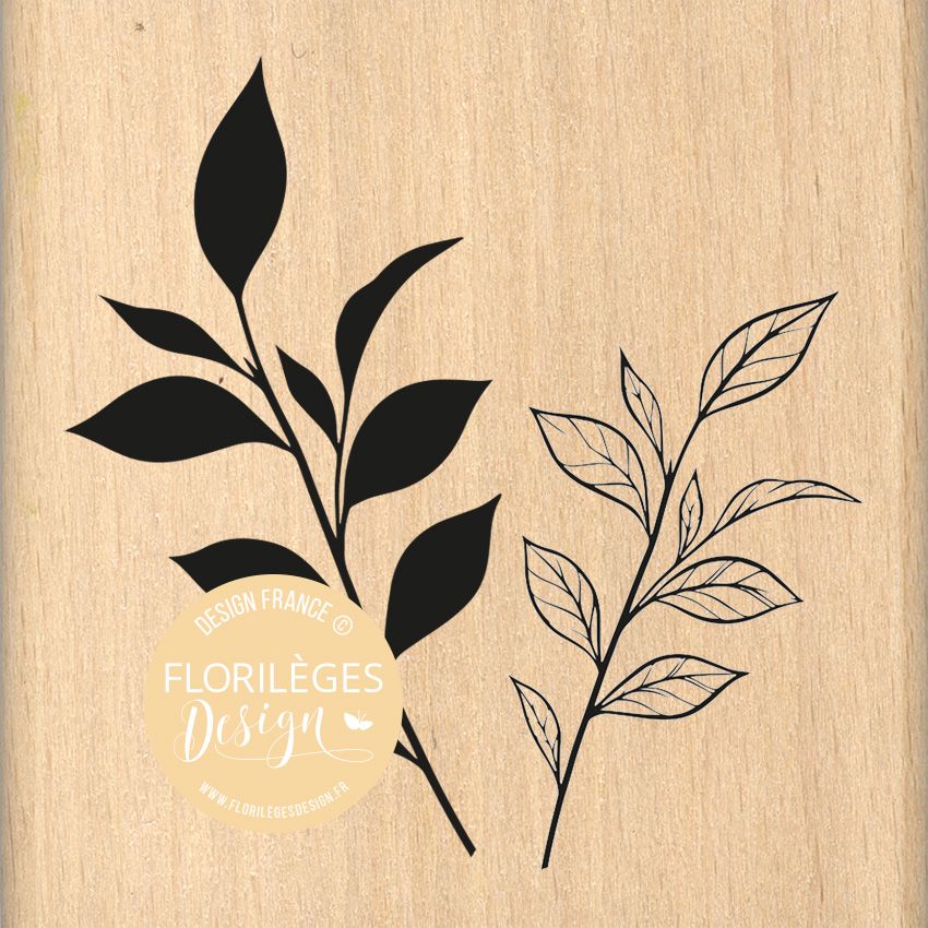 Sello de madera Doble follaje Florileges