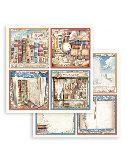 Colección Vintage Library 20x20 Stamperia