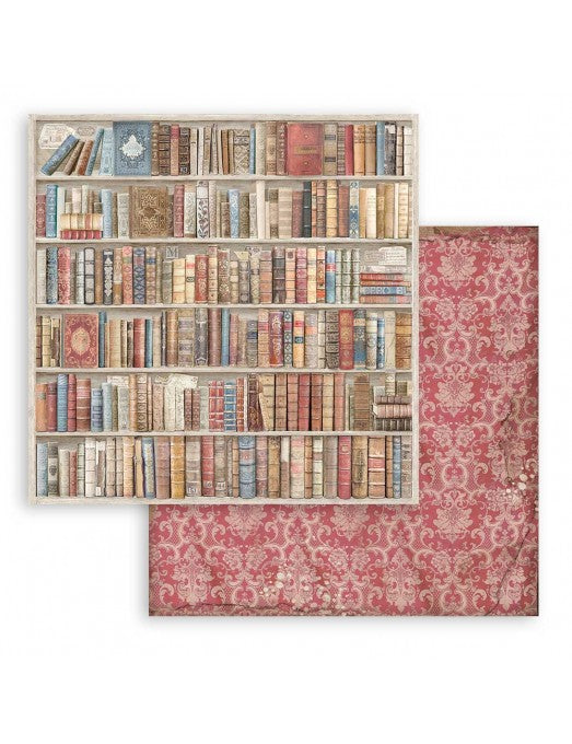 Colección Backgrounds Vintage Library 20x20 Stamperia