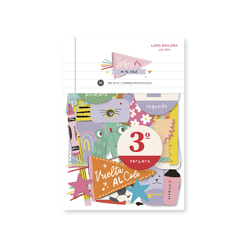 Die cuts Baby M va al cole Lora Bailora