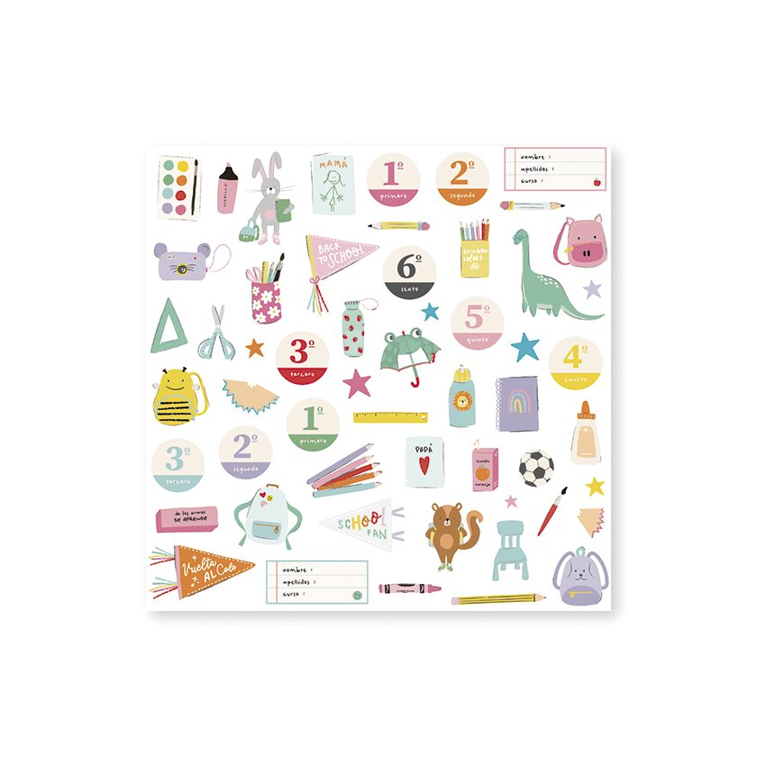 Die cuts Baby M va al cole Lora Bailora