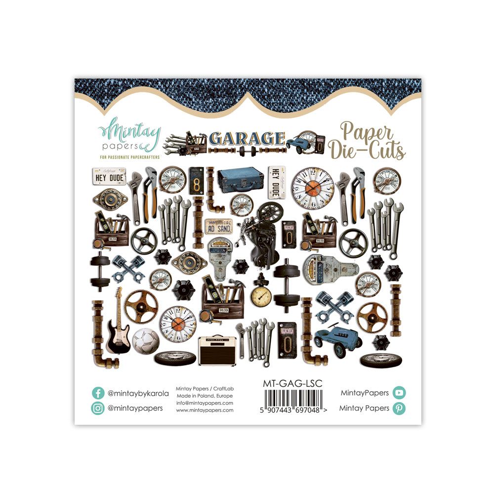 Die cuts Garage Mintay Papers 60 piezas
