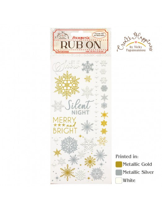 Transfer Rub on Create Happiness Christmas Snowflakes Stamperia