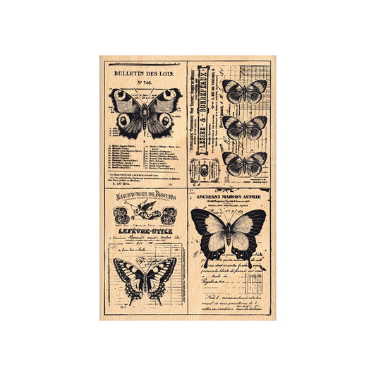 Sello de madera Papillons de page en page Florileges
