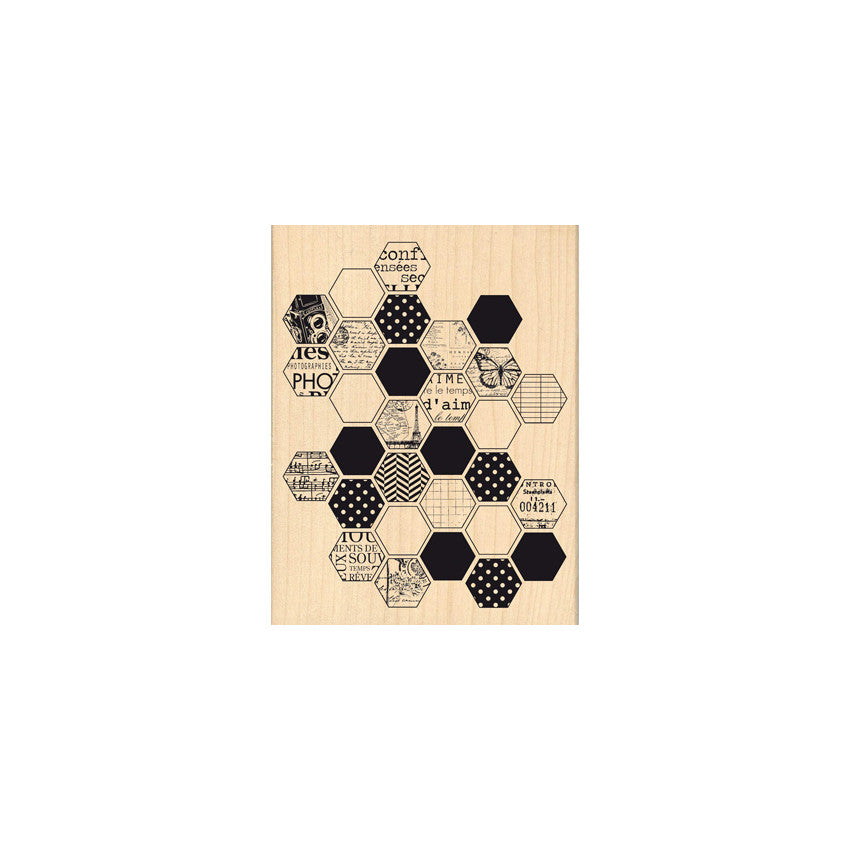 Sello de madera Hexagones Florileges