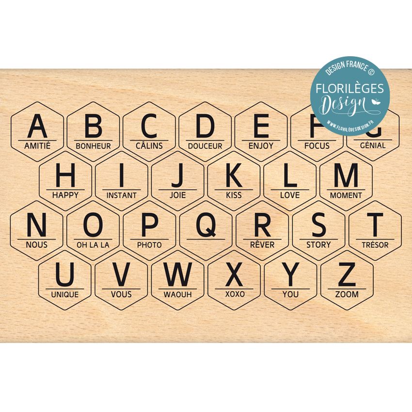Sello de madera Initiales Hexagonales Florileges
