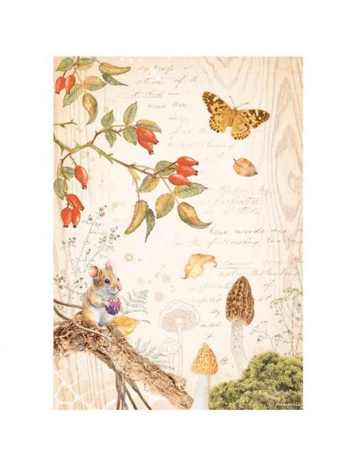 Papel de arroz A4 Butterfly Woodland Stamperia