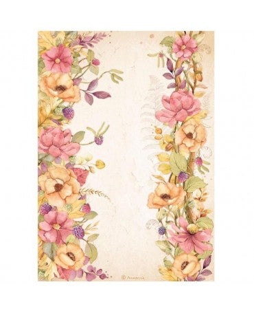 Papel de arroz A4 Floral Borders Woodland Stamperia