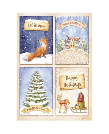 Papel de arroz A4 Tarjetas Zorro Winter Valley Stamperia