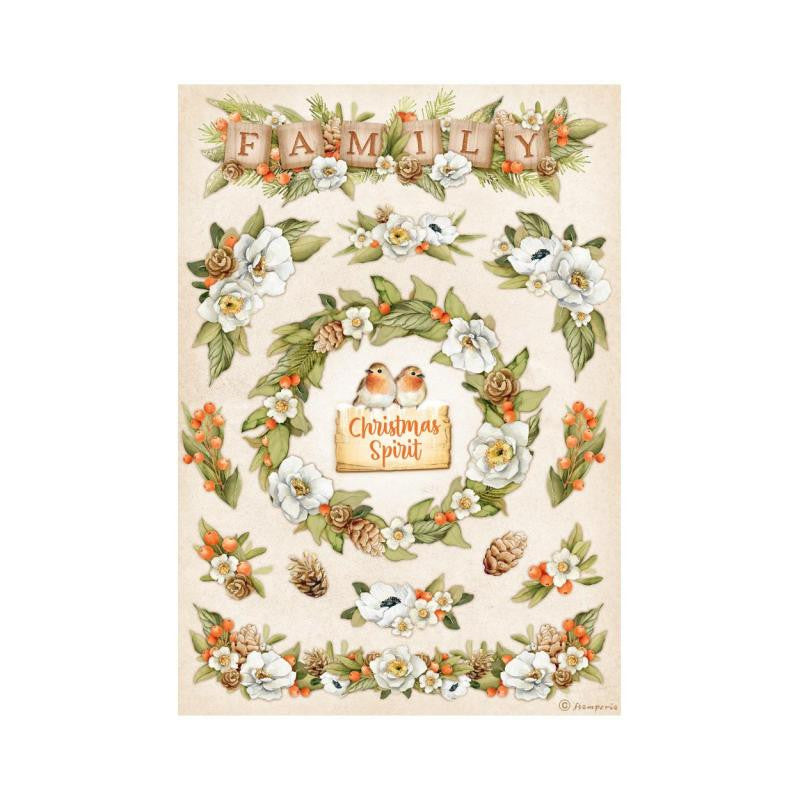 Papel de arroz A4 Family Garlands Winter Valley Stamperia