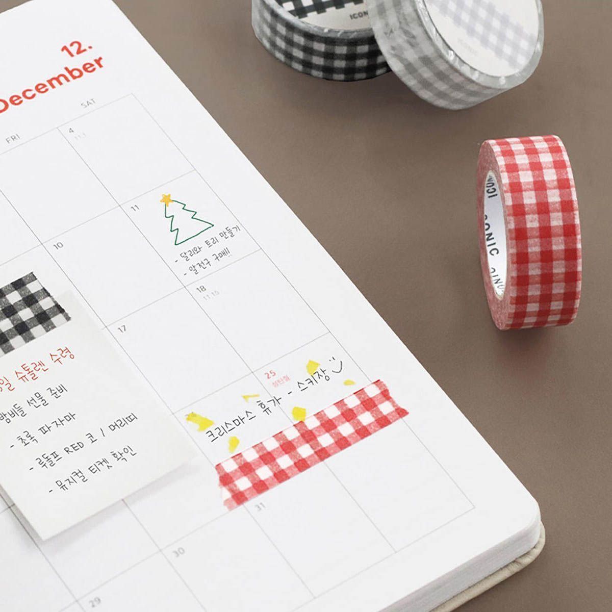 Iconic | Washi Tape Masking Tape Gingham Nº073 Cherry