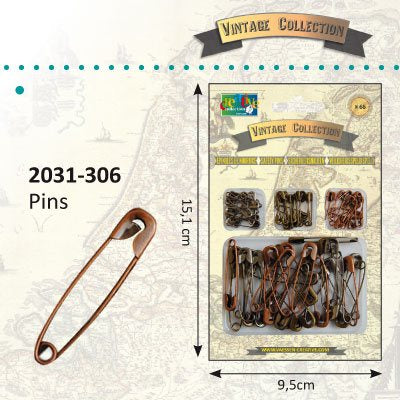 Vintage Pins 66pcs Vaessen