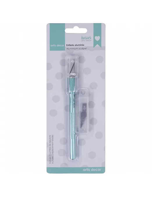 Estilete Cutter Aluminio Mint con Dos Cuchillas Artis Deco