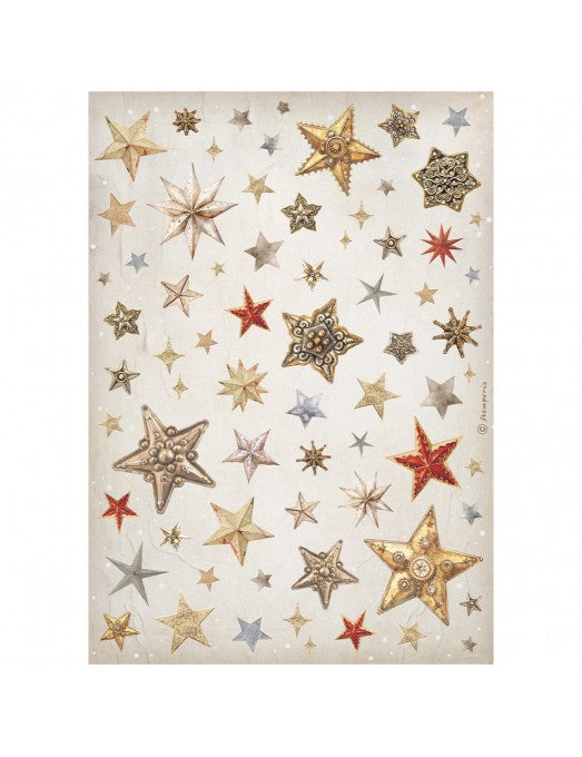 Papel arroz A4 Gear up for Christmas - Estrellas Stamperia