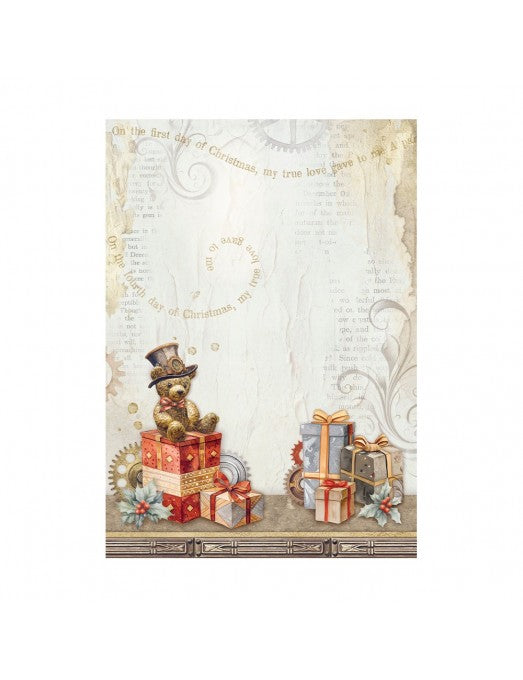 Papel Arroz A6 Gear up for Christmas Backgrounds (8UD) Stamperia