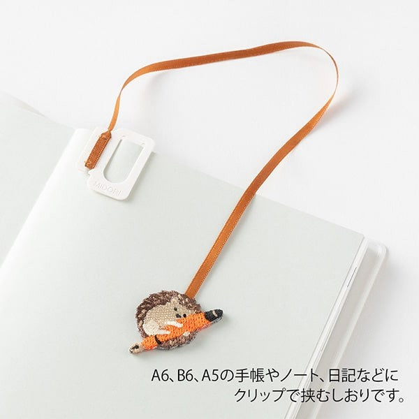 MIDORI | Punto de Libro Clip Bordado Erizo Bookmarker Hedgehog