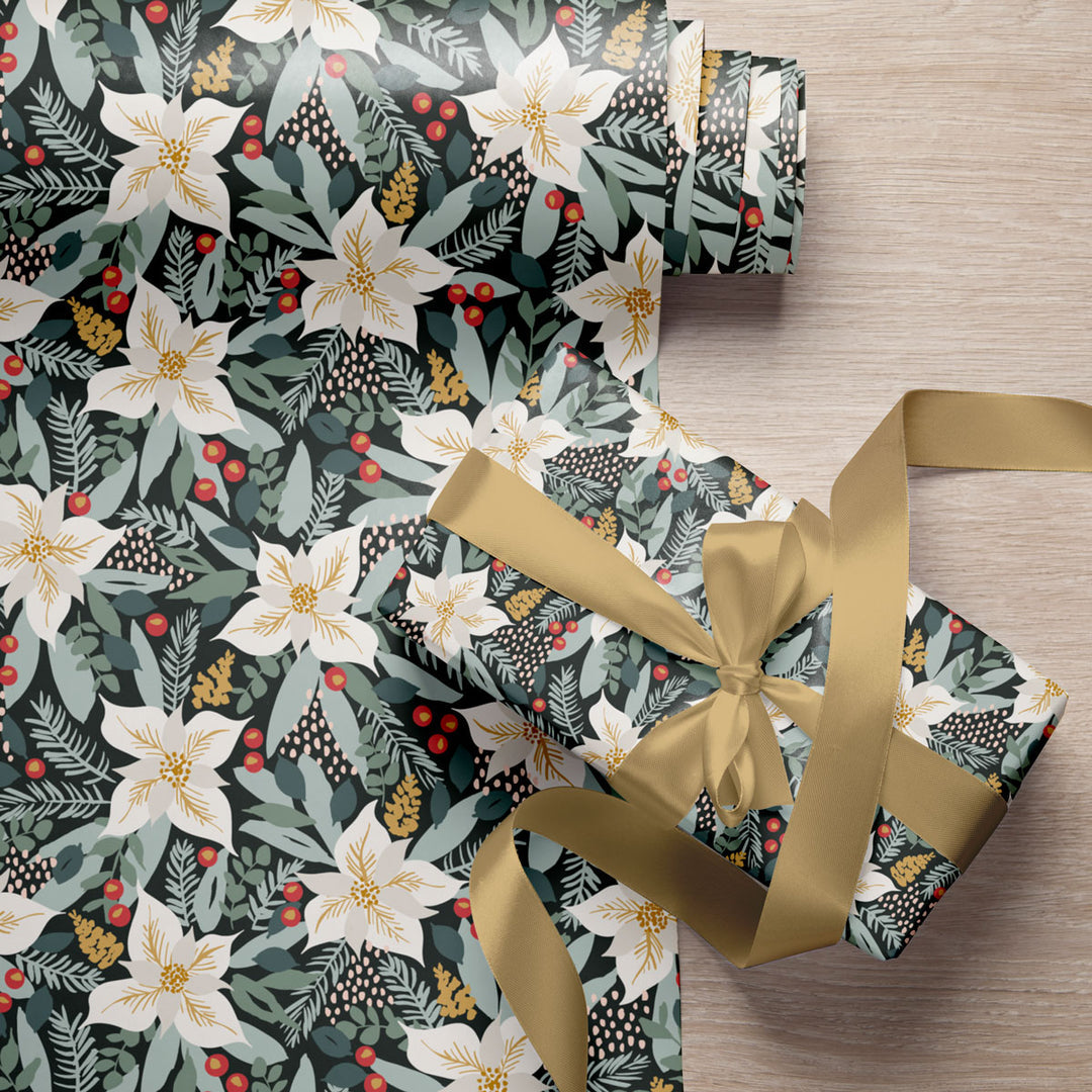 Set de Papel de Regalo Ponsettia