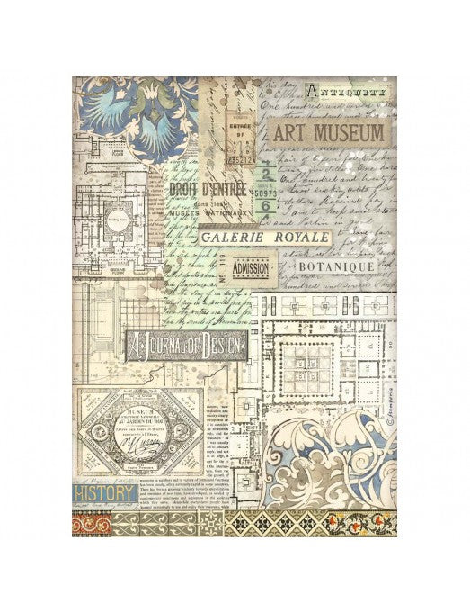 Papel arroz A4 Art of Travelling - Art fondo de museo Stamperia