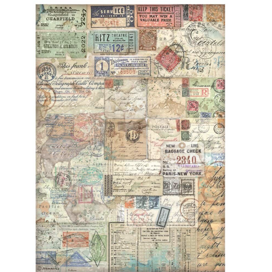 Papel arroz A4 Art of Travelling - Tickets Stamperia