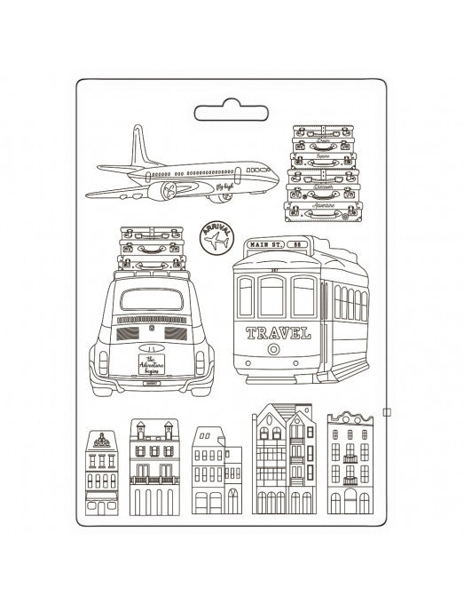 Molde flexible A4 Art of Travelling - Transports Stamperia