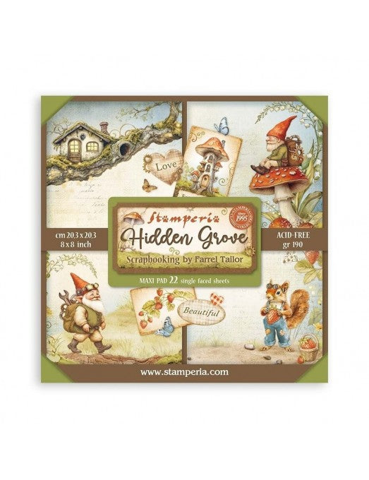 Maxi Pad 22 Papeles a una cara Hidden Grove 20x20 Stamperia
