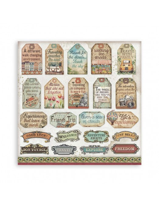 Colección Maxi Pad 22 Hojas a una cara “Art of Travelling” 20x20 Stamperia