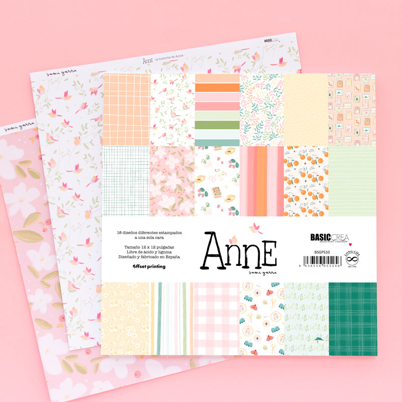 Colección de 18 papeles Anne 30,5x30,5 a una cara