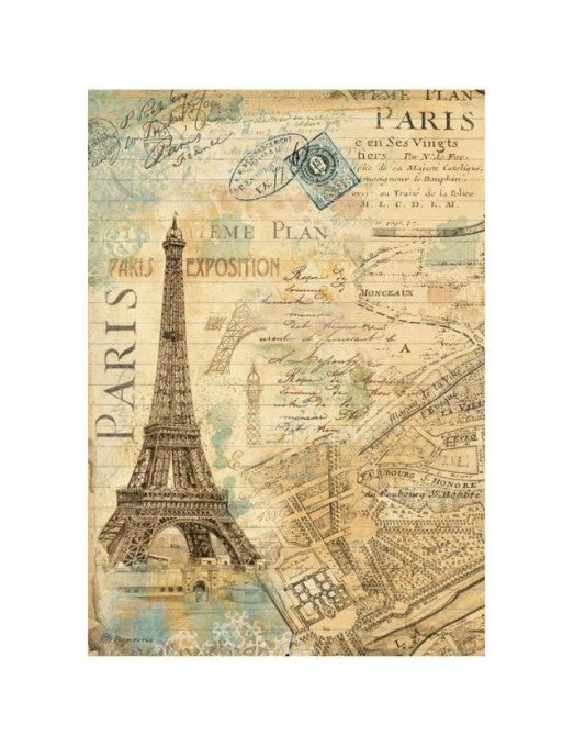 Papel de arroz A4 Around the World Paris Stamperia