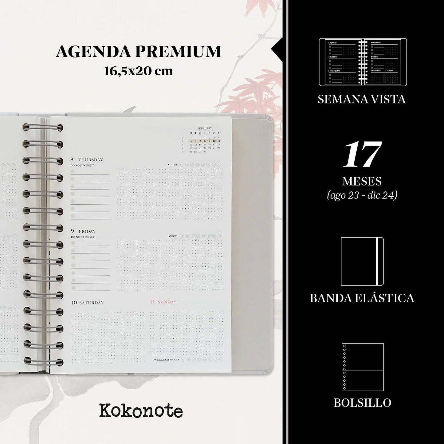 Agenda semana vista Japanese Art Kokonote