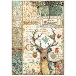 Papel de arroz A4 Christmas Greetings Ciervo Stamperia