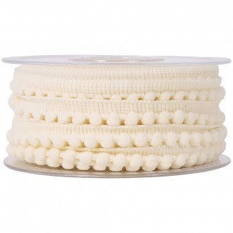 1 m Cinta Beige Pompón algodón