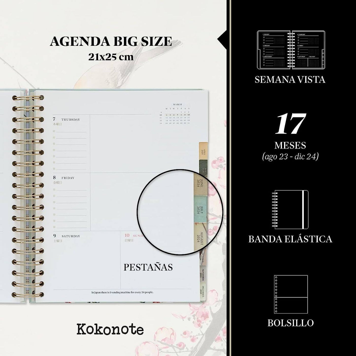 Agenda semana vista Big size Japanese art Kokonote