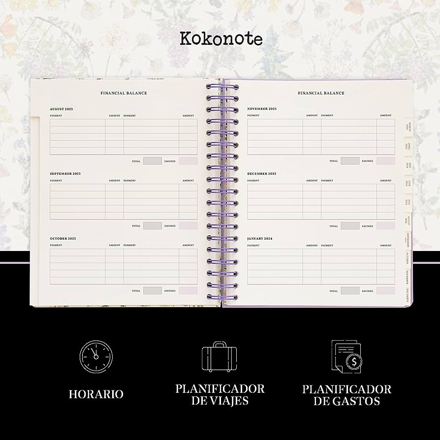 Agenda semana vista Big size Wild flowers Kokonote