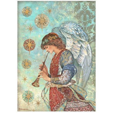 Papel de arroz A4 Christmas Greetings Ángel Stamperia