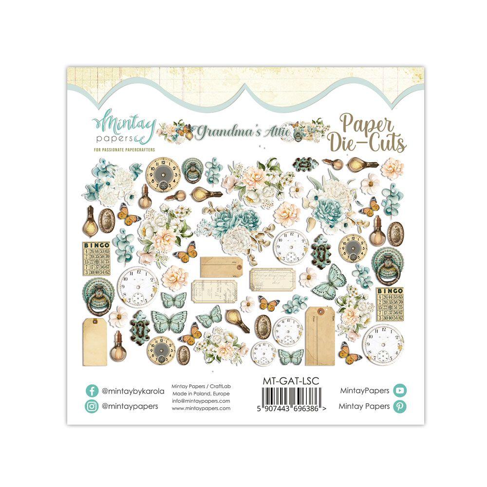 Die cuts Grandma’s Attic Mintay Papers