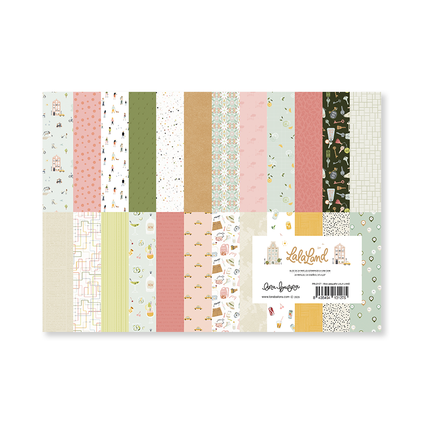 Paper pad 24 papeles estampados a una cara 15,2x20,3 cm LALA LAND