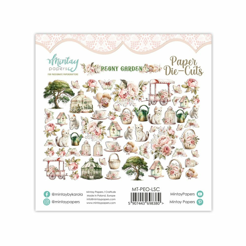 Die cuts Peony Garden Mintay Papers 60 piezas