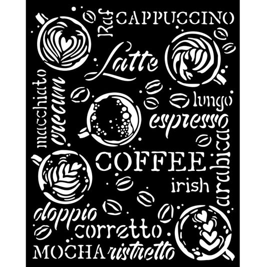 Stencil Chocolate Cappuccino Coffe and Chocolate Stamperia 20x25