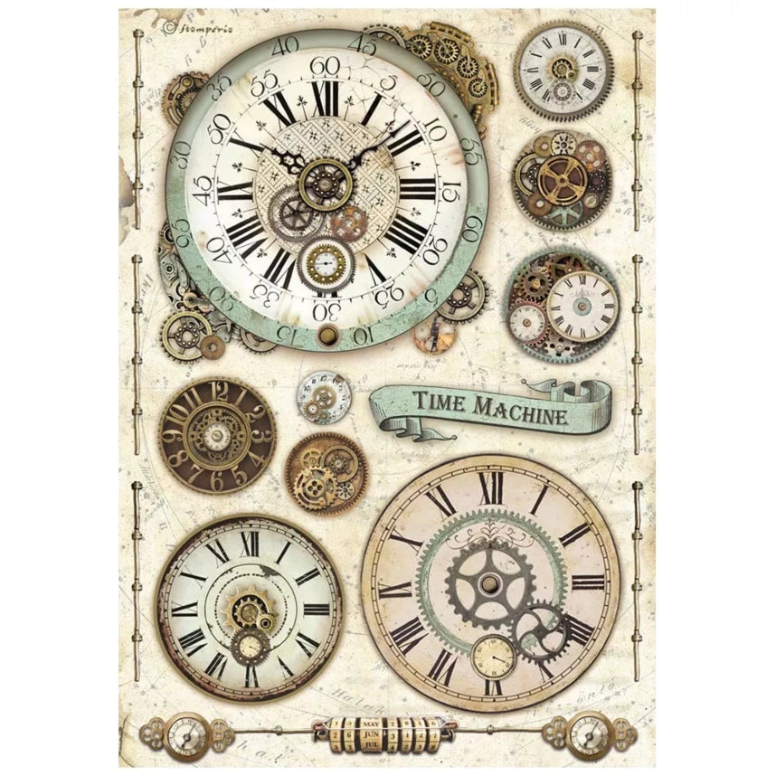 Papel de arroz A4 Relojes Voyages Fantastiques  Stamperia