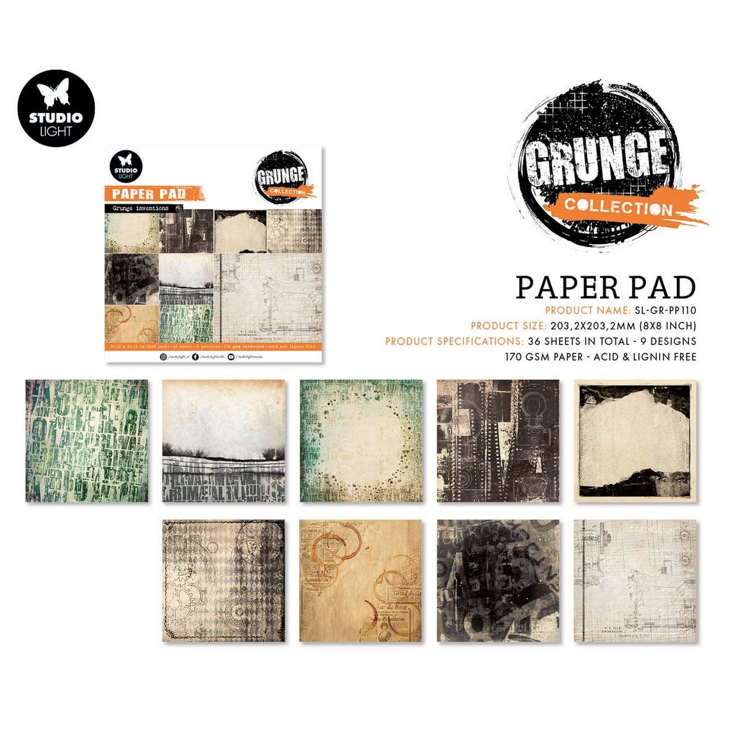 Paper Pad Grunge Collection “Grunge Inventions” 20x20 Studio Light