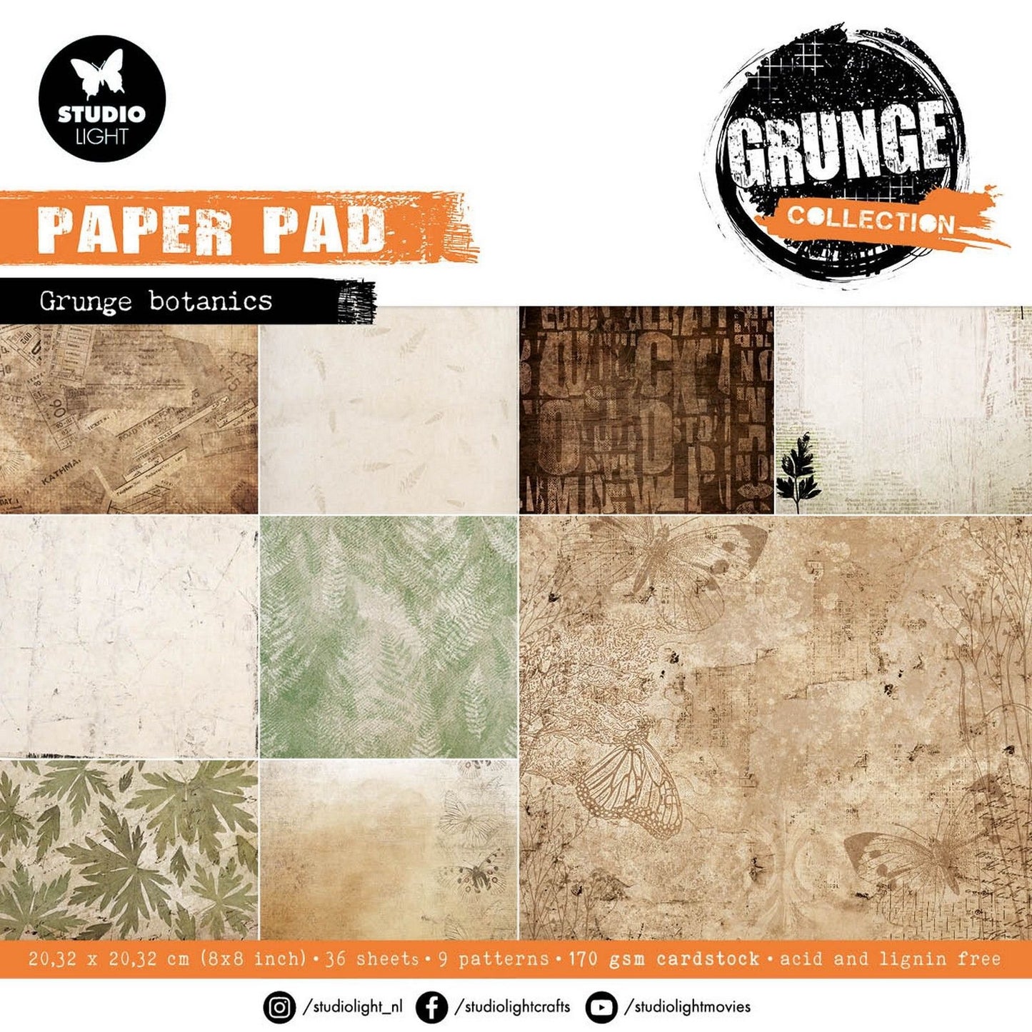 Paper Pad Grunge Collection “Grunge Botanics” 20x20 Studio Light