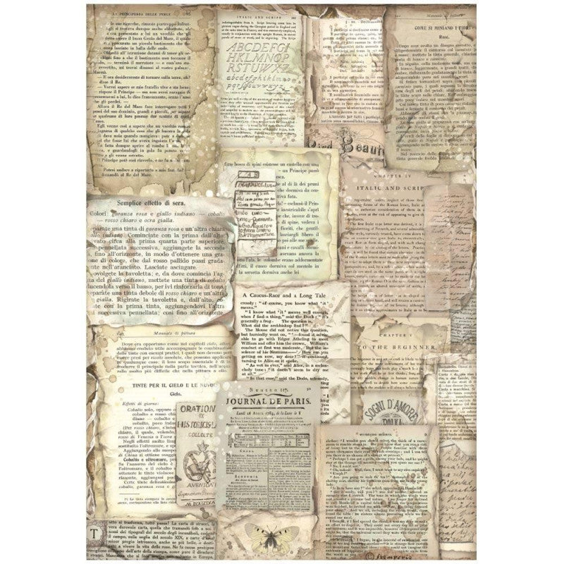 Papel de arroz A4 Vintage Library Book Pages Stamperia