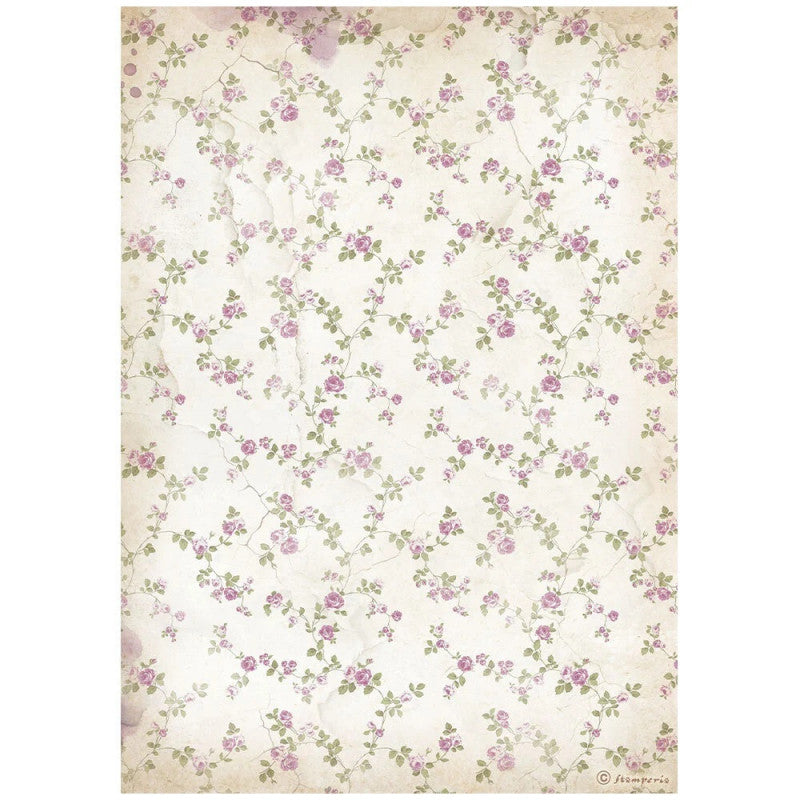 Papel de arroz A4 Fondo Flores Lavender Stamperia