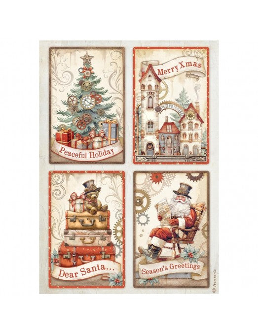 Papel arroz A4 Gear up for Christmas - Tarjetas Stamperia