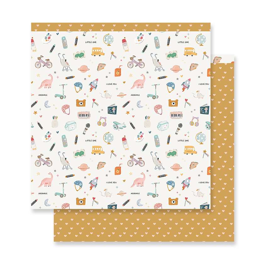 Kit de 12 Papeles Estampados a doble cara 30,5x30,5cm Little M Lora Bailora