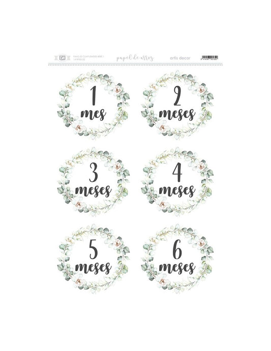 Papel de arroz  Cumple meses bebé Artis Decor